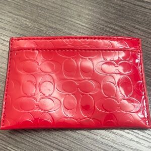 Coach Cherry Red Embossed Liquid Gloss Card Case